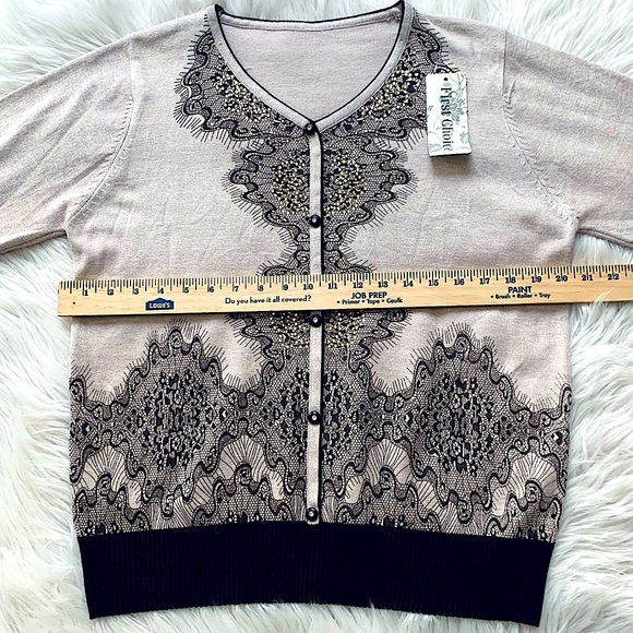 Pullover Faux Cardigan w/ Lace Pattern - NWT - Picture 13 of 15